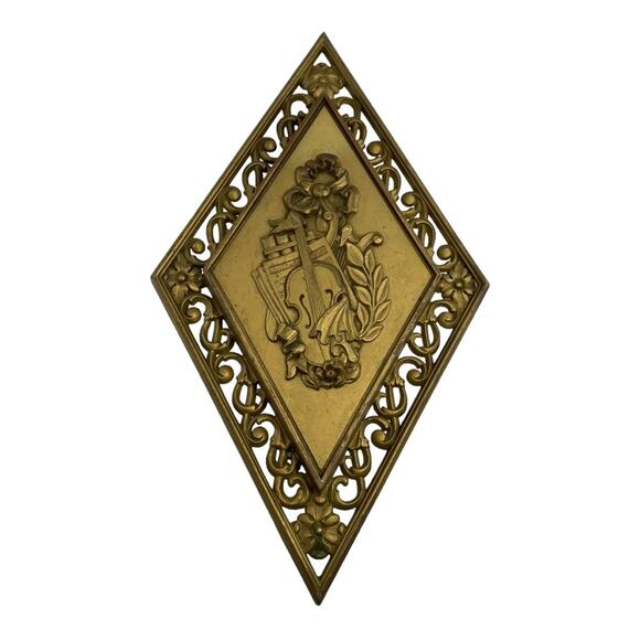 Syroco Inc Vintage Gold Key Lock Violin Wall Plaques Hanging Art Decor - Picture 6 of 7